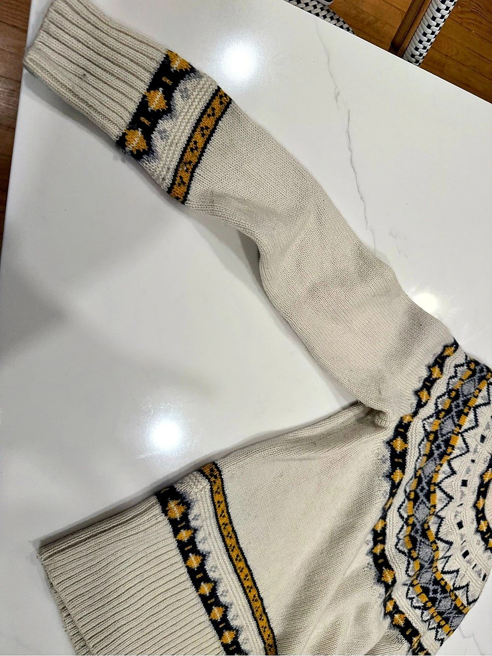 J.Crew Fair Isle Mockneck Pullover Sweater Cream & Blue XS - Picture 2 of 5